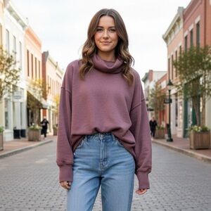 Aerie Rosey Mauve Sweatshirt with Cowl Neck